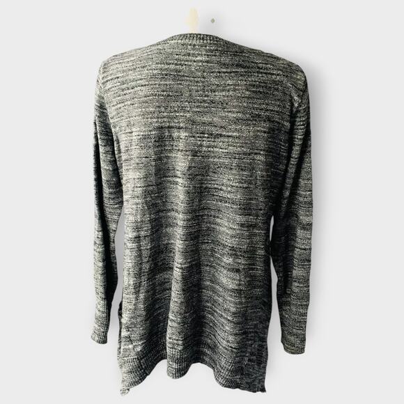 LOGO by Lori Goldstein Melange Cotton Cashmere Sweater V Neck Long Sleeve Grey S - Picture 3 of 10